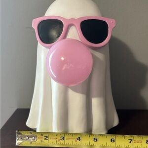 Ghost Figurine with Pink Sunglasses and Bubblegum